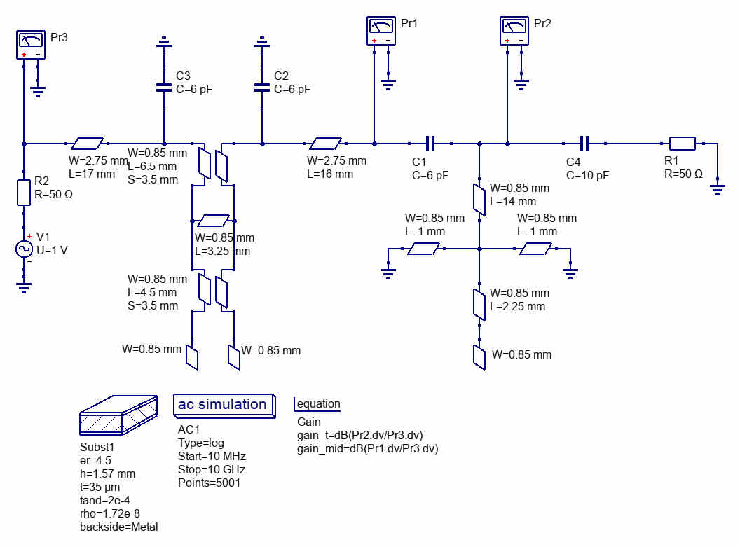 Rough schematic representation of distributed-element filter