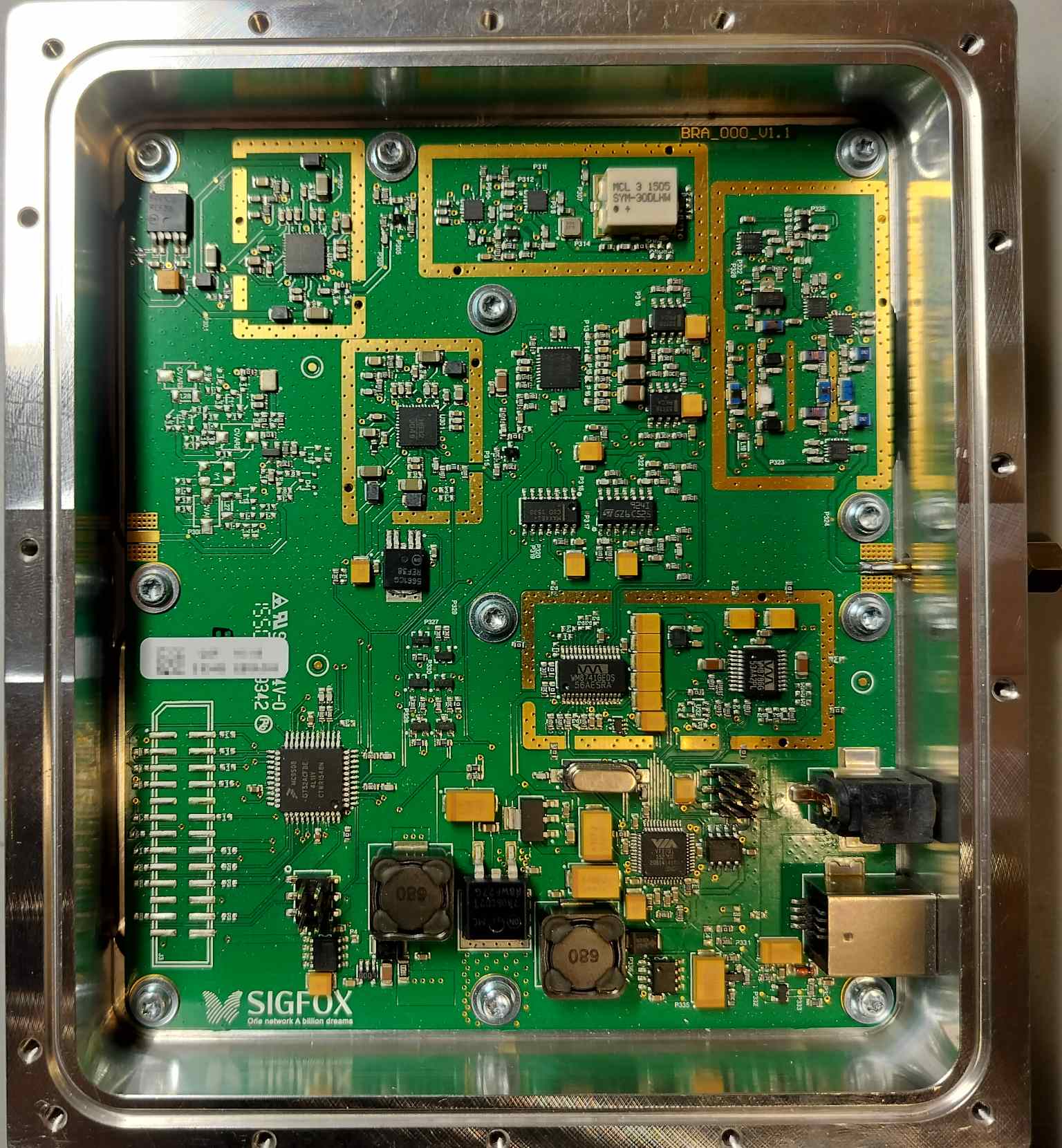 SDR PCB installed in enclosure